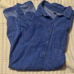 Old Navy Blue Denim-Style Button-Up Dress